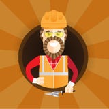 Modnisia budowniczy z brodą daje kciukowi up Wektorowa płaska projekt ilustracja w okręgu odizolowywającym na tle ilustracja wektor Modnisia budowniczy z brodą daje kciukowi up Wektorowa płaska projekt ilustracja w okręgu odizolowywającym na tle ilustracja wektor