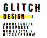 Modny styl zniekształcający usterki typeface Listy i liczba wektoru ilustracja Usterki chrzcielnicy projekt ilustracji Modny styl zniekształcający usterki typeface Listy i liczba wektoru ilustracja Usterki chrzcielnicy projekt ilustracji