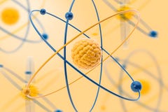 Mod?le bleu et jaune d'atome illustration libre de droits Mod?le bleu et jaune d'atome illustration libre de droits