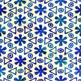 Modèle carré coloré de batik d'aquarelle de style artistique sans couture indigène de boho illustration stock Modèle carré coloré de batik d'aquarelle de style artistique sans couture indigène de boho illustration stock