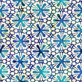Modèle carré coloré de batik d'aquarelle de style artistique sans couture indigène de boho illustration libre de droits Modèle carré coloré de batik d'aquarelle de style artistique sans couture indigène de boho illustration libre de droits