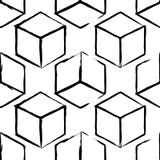 Modèle complètement sans couture et abstrait de cube Conception noire et blanche, fond 3d géométrique Photo stock Modèle complètement sans couture et abstrait de cube Conception noire et blanche, fond 3d géométrique Photo stock
