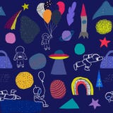 Modèle de Planet Star d'astronaute d'arc-en-ciel d'univers illustration stock Modèle de Planet Star d'astronaute d'arc-en-ciel d'univers illustration stock