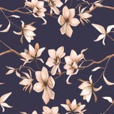 Modèle floral sans couture abstrait avec des roses rouges et freesia rose et bleu sur le fond noir Image stock Modèle floral sans couture abstrait avec des roses rouges et freesia rose et bleu sur le fond noir Image stock