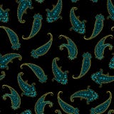 Modèle indien sans couture de Paisley avec la couleur noire illustration stock Modèle indien sans couture de Paisley avec la couleur noire illustration stock