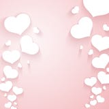 Modèle romantique avec des coeurs de vol sur un calibre vide de fond doux de rose pour des annonces de Saint-Valentin de bannière illustration stock Modèle romantique avec des coeurs de vol sur un calibre vide de fond doux de rose pour des annonces de Saint-Valentin de bannière illustration stock