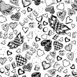 Modèle sans couture avec des coeurs, des lèvres, l'amour et des baisers Tiré par la main illustration de vecteur Modèle sans couture avec des coeurs, des lèvres, l'amour et des baisers Tiré par la main illustration de vecteur