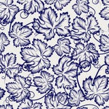 Modèle sans couture avec les feuilles esquissées de raisins illustration stock Modèle sans couture avec les feuilles esquissées de raisins illustration stock