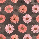Modèle sans couture avec les fleurs de corail de gerbera sur un fond foncé Vecteur illustration de vecteur Modèle sans couture avec les fleurs de corail de gerbera sur un fond foncé Vecteur illustration de vecteur