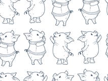 Modèle sans couture avec les porcs mignons de bande dessinée illustration stock Modèle sans couture avec les porcs mignons de bande dessinée illustration stock