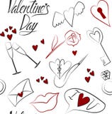 Modèle sans couture d'amour à la Saint-Valentin sur le fond blanc illustration de vecteur Modèle sans couture d'amour à la Saint-Valentin sur le fond blanc illustration de vecteur