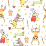 Modèle sans couture d'animal de cirque d'aquarelle avec le lapin de souris de chien de singe dans le chapeau d'isolement illustration de vecteur Modèle sans couture d'animal de cirque d'aquarelle avec le lapin de souris de chien de singe dans le chapeau d'isolement illustration de vecteur