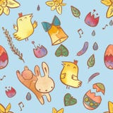 Modèle sans couture d'aquarelle sur le thème de Pâques Fond de Pâques avec le lapin, les poussins, les oeufs et les fleurs illustration de vecteur Modèle sans couture d'aquarelle sur le thème de Pâques Fond de Pâques avec le lapin, les poussins, les oeufs et les fleurs illustration de vecteur