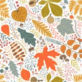Modèle sans couture d'automne avec des feuilles, des baies et des branches Photos libres de droits Modèle sans couture d'automne avec des feuilles, des baies et des branches Photos libres de droits