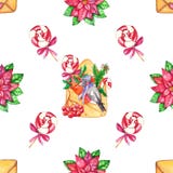 Modèle sans couture d'illustration tirée par la main de Noël d'aquarelle illustration libre de droits Modèle sans couture d'illustration tirée par la main de Noël d'aquarelle illustration libre de droits