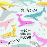 Modèle sans couture de baleines mignonnes Marine Background puérile avec les éléments abstraits Griffonnage à main levée de bébé illustration stock Modèle sans couture de baleines mignonnes Marine Background puérile avec les éléments abstraits Griffonnage à main levée de bébé illustration stock
