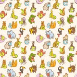 Modèle sans couture de l'alphabet de zoo de l'enfant drôle d'animaux Tiré par la main dedans illustration stock Modèle sans couture de l'alphabet de zoo de l'enfant drôle d'animaux Tiré par la main dedans illustration stock