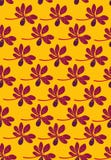 Modèle sans couture de vecteur avec des rangées des fleurs tropicales pourpres sur le fond jaune illustration stock Modèle sans couture de vecteur avec des rangées des fleurs tropicales pourpres sur le fond jaune illustration stock