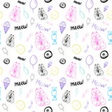 Modèle sans couture de vecteur avec les chats et les bonbons mignons illustration libre de droits Modèle sans couture de vecteur avec les chats et les bonbons mignons illustration libre de droits