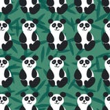 Modèle sans couture de vecteur avec les pandas amicaux sur le fond vert illustration stock Modèle sans couture de vecteur avec les pandas amicaux sur le fond vert illustration stock