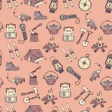 Modèle sans couture de vecteur de vacances de camping illustration stock Modèle sans couture de vecteur de vacances de camping illustration stock