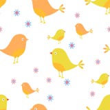 Modèle sans couture des oiseaux et des fleurs sur un fond blanc illustration libre de droits Modèle sans couture des oiseaux et des fleurs sur un fond blanc illustration libre de droits
