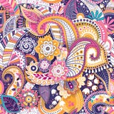 Modèle sans couture floral, effet de texture Ornement coloré indien Fleurs et Paisley décoratifs de vecteur Type ethnique illustration de vecteur Modèle sans couture floral, effet de texture Ornement coloré indien Fleurs et Paisley décoratifs de vecteur Type ethnique illustration de vecteur