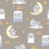 Modèle sans couture mignon de sommeil Teddy Bears illustration stock Modèle sans couture mignon de sommeil Teddy Bears illustration stock
