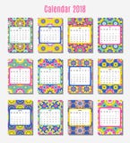 Molde do projeto do calendário 2018 ilustração royalty free Molde do projeto do calendário 2018 ilustração royalty free