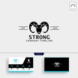 Molde e cartão fortes do logotipo da cabra do chifre ilustração royalty free Molde e cartão fortes do logotipo da cabra do chifre ilustração royalty free