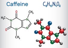 Molecola della caffeina Modo strutturale della molecola e di formula chimica illustrazione vettoriale Molecola della caffeina Modo strutturale della molecola e di formula chimica illustrazione vettoriale