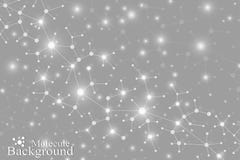 Molecule structure dna and gray communication background. Connected lines with dots. Concept of the science, connection royalty free illustration Molecule structure dna and gray communication background. Connected lines with dots. Concept of the science, connection royalty free illustration