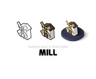 Molenpictogram in verschillende stijl Stock Afbeeldingen Molenpictogram in verschillende stijl Stock Afbeeldingen