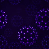 Moléculas de incandescência do fullerene em escuro - teste padrão sem emenda do fundo azul ilustração royalty free Moléculas de incandescência do fullerene em escuro - teste padrão sem emenda do fundo azul ilustração royalty free