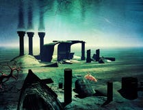 Monde sous-marin et ruines illustration libre de droits Monde sous-marin et ruines illustration libre de droits