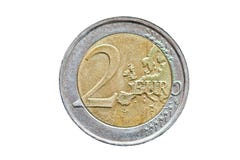 moneda del euro 2 aislada en el fondo blanco moneda del euro 2 aislada en el fondo blanco