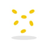 Monete di oro piane di volo di stile Conia l'illustrazione di caduta di vettore dei soldi illustrazione di stock Monete di oro piane di volo di stile Conia l'illustrazione di caduta di vettore dei soldi illustrazione di stock