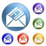 Money envelope icons set vector stock illustration Money envelope icons set vector stock illustration