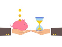 Time Is Money Illustration, People Hand exchanging time with money vector illustration Time Is Money Illustration, People Hand exchanging time with money vector illustration