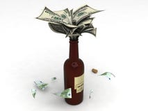 Money In A Wine Bottle Royalty Free Stock Photos Money In A Wine Bottle Royalty Free Stock Photos