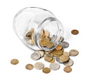 Money Jar with coins on white background royalty free stock photo Money Jar with coins on white background royalty free stock photo