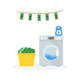 Money Laundering in Washer Concept. Vector royalty free illustration Money Laundering in Washer Concept. Vector royalty free illustration