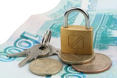Money Locked On Lock Stock Photo