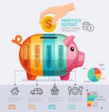 Money Saving Monthly Report Infographics Template.