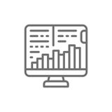 Monitor de computadora con los gr?ficos del crecimiento, mercado de acci?n, l?nea icono del comercio de las finanzas ilustración del vector Monitor de computadora con los gr?ficos del crecimiento, mercado de acci?n, l?nea icono del comercio de las finanzas ilustración del vector
