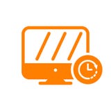 Monitore o ícone, ícone da tecnologia com sinal do pulso de disparo Monitore o ícone e a contagem regressiva, fim do prazo, progr ilustração stock Monitore o ícone, ícone da tecnologia com sinal do pulso de disparo Monitore o ícone e a contagem regressiva, fim do prazo, progr ilustração stock
