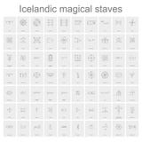 Monochromatyczny ustawiający z Islandzkimi magicznymi klepkami ilustracja wektor Monochromatyczny ustawiający z Islandzkimi magicznymi klepkami ilustracja wektor