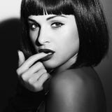 Monochrome portrait of Beautiful Brunette Girl. Healthy Black Hair. bob Haircut stock photography Monochrome portrait of Beautiful Brunette Girl. Healthy Black Hair. bob Haircut stock photography