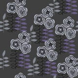 Monochrome seamless pattern with abstract flowers for paper, textile printing and web projects. Dark background royalty free illustration Monochrome seamless pattern with abstract flowers for paper, textile printing and web projects. Dark background royalty free illustration
