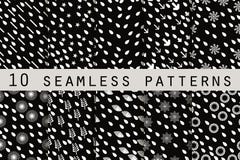 10 monochrome seamless patterns with drops. The pattern for wallpaper, tiles, fabrics and designs. Vector stock illustration 10 monochrome seamless patterns with drops. The pattern for wallpaper, tiles, fabrics and designs. Vector stock illustration